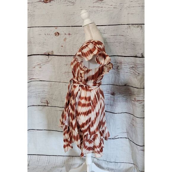 Banana Republic Linen One Shoulder Ruffle Mini Dress Size 4 NWT - Picture 5 of 8